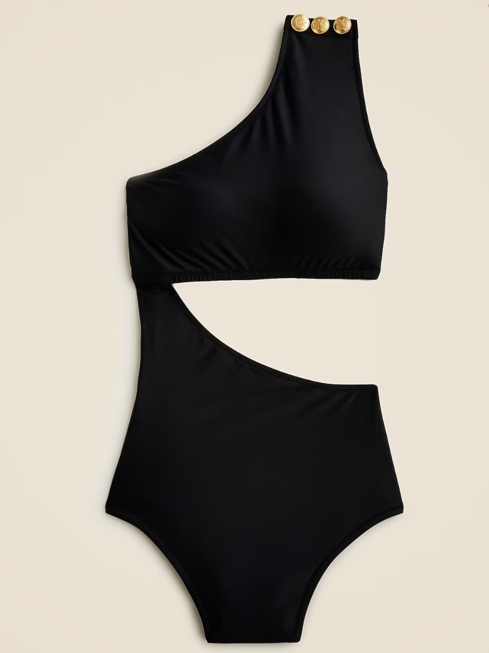 J. Crew Black Cut-out one piece full-coverage swimsuit with buttons - Size 16